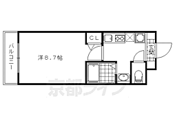 京都市営烏丸線 今出川駅 徒歩8分の賃貸マンション 3階1Kの間取り
