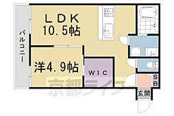阪急京都本線 西院駅 徒歩13分の賃貸アパート 2階1LDKの間取り