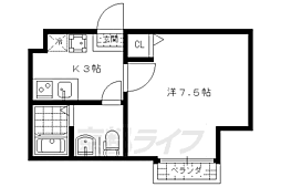 Ｒｅｑｕｉｅ大将軍 2階1Kの間取り