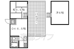 サンハイツ嵯峨野 4階2DKの間取り
