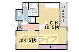 リエス西院 5階1LDKの間取り