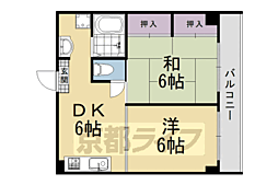アーバン四条梅ノ宮 4階2DKの間取り
