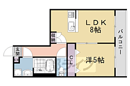 ＡＲＣＡ嵯峨嵐山 3階1LDKの間取り