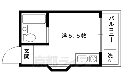 京都市営烏丸線 今出川駅 徒歩8分の賃貸マンション 3階ワンルームの間取り