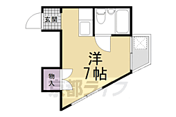 京都市営烏丸線 今出川駅 徒歩7分の賃貸マンション 2階ワンルームの間取り