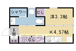 阪急京都本線 西院駅 徒歩8分の賃貸マンション 1階1Kの間取り