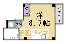 京都市営烏丸線 北大路駅 徒歩5分の賃貸マンション 3階ワンルームの間取り