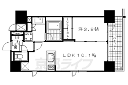 京都地下鉄東西線 二条城前駅 徒歩3分の賃貸マンション 5階1LDKの間取り