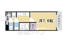 阪急京都本線 西院駅 徒歩4分の賃貸マンション 2階1Kの間取り