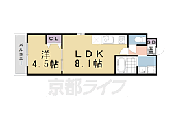 JR山陰本線 二条駅 徒歩4分の賃貸マンション 地下1階1LDKの間取り