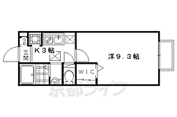 京都市営烏丸線 北大路駅 徒歩20分の賃貸アパート 2階1Kの間取り