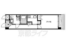 京都市営烏丸線 烏丸御池駅 徒歩7分の賃貸マンション 4階1Kの間取り