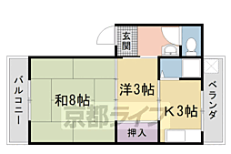 洛西マンションNo.1 2Kの間取図画像