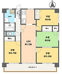 ラポール県病南 4LDKの間取図画像