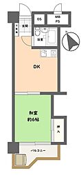 皐月マンション第三大分 1DKの間取図画像