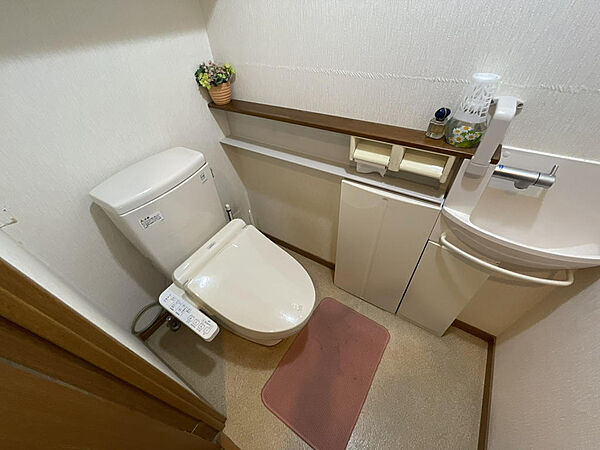 手洗い場があり清潔感のあるトイレです