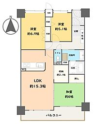 サーパス原新町 3SLDKの間取図画像