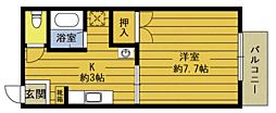 イーグル加藤 1Kの間取図画像