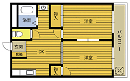 日出コーポ 2DKの間取図画像