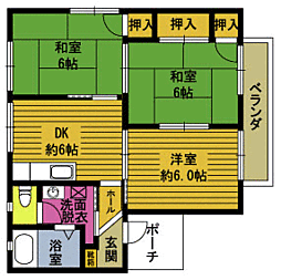 ＣＡＳＡ　ＶＥＲＤＥ　Ａ 2階3DKの間取り