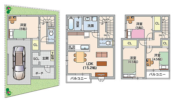 Ａ号地：土地面積60m2・建物面積95.59m2・土地建物セット3.780万円
