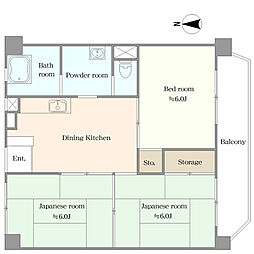 スカイタウン松戸 3DKの間取図画像