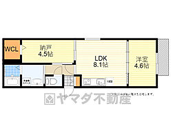 Cedar Hall Yamada Two 3階2LDKの間取り