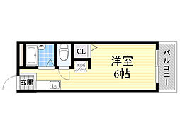 ヴィラージュみのお ワンルームの間取図画像