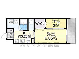 WORVE吹田江坂 9階2Kの間取り