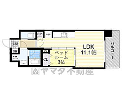 コンフォリア・リヴ東三国駅前ソルテラス 8階1LDKの間取り