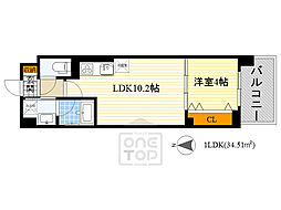 LaCASA江坂 1LDKの間取図画像