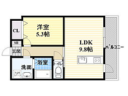 レジデンス稲津 1LDKの間取図画像