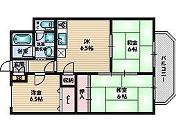 グリースシャトー桃山台 3DKの間取図画像