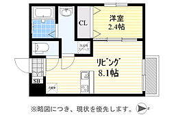 ワコーレヴィータ江坂EAST 1LDKの間取図画像
