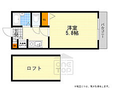 アール江坂 1Kの間取図画像
