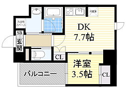 ライブガーデン新大阪 1DKの間取図画像