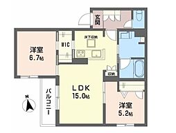 シャーメゾン セレッソ中桜塚 2LDKの間取図画像