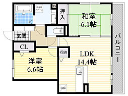 グリーンフロート山田東 2LDKの間取図画像