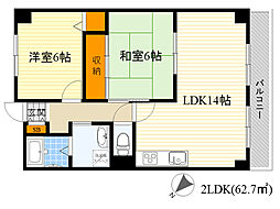 ルミエール桃山 2LDKの間取図画像