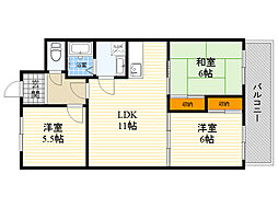 日の出ハイツ3号館 3LDKの間取図画像