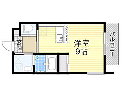 グリュック豊津 ワンルームの間取図画像