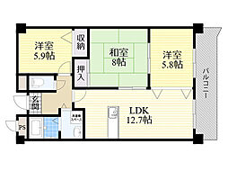 クオリティ五月ケ丘 3LDKの間取図画像