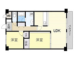 パスィフィック・マンション3 2LDKの間取図画像