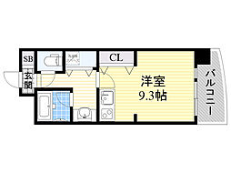 サンロワール江坂 ワンルームの間取図画像