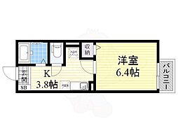プリシェール千里 1Kの間取図画像