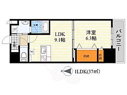アルシェTARUMI 1LDKの間取図画像