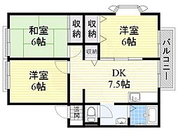 サンシャイン緑丘 3DKの間取図画像