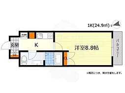 ヴィラ・フェザント 1Kの間取図画像