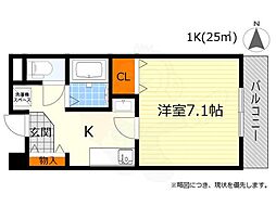 コートイズミ 1Kの間取図画像
