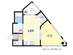 クリスタルビュー豊中南 1LDKの間取図画像